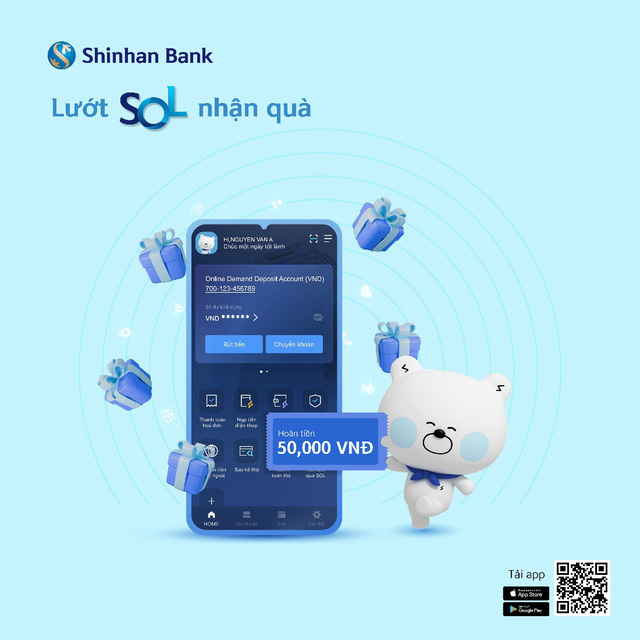 Lướt SOL nhận quà cùng ngân hàng Shinhan Bank
